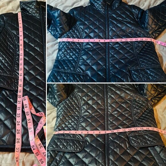 Ellen Tracy Lightweight Insulated Quilted Jacket Zipper Navy Blue M - Picture 12 of 12